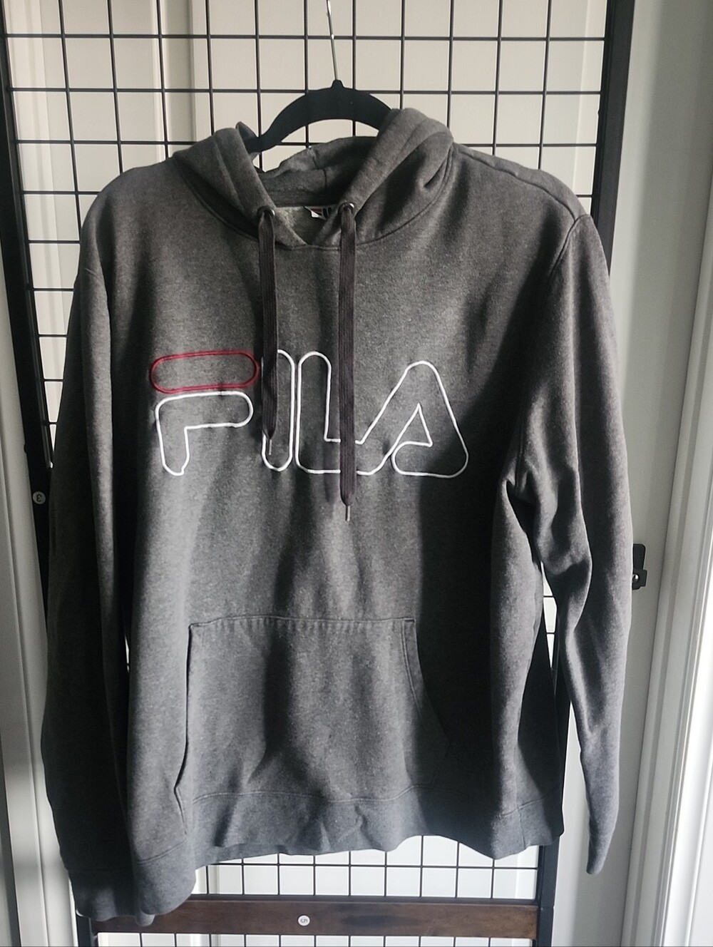 Fila Charcoal Gray Hoodie with Red & White Logo